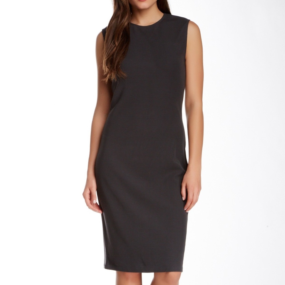 Vince Ribbed Pencil Dress Gray Charcoal Fitted S